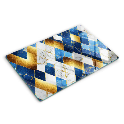 Üveg vágódeszka fényképpel 80x52 cm Arany rombusz alakú márvány