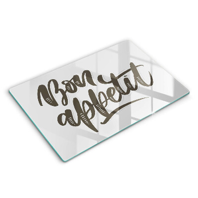 Üveg vágódeszka fényképpel 80x52 cm Bon Appetit felirat