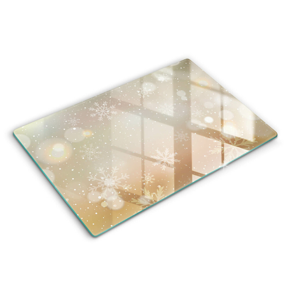 Üveg vágódeszka fényképpel 80x52 cm Hópelyhek
