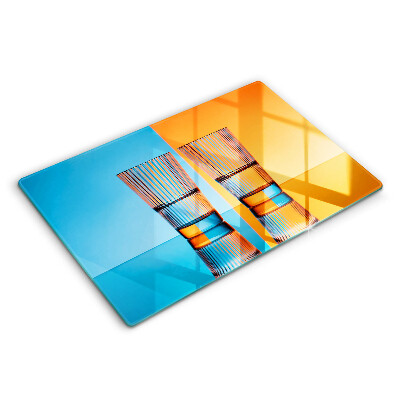 Üveg vágódeszka fényképpel 80x52 cm Két pohár víz