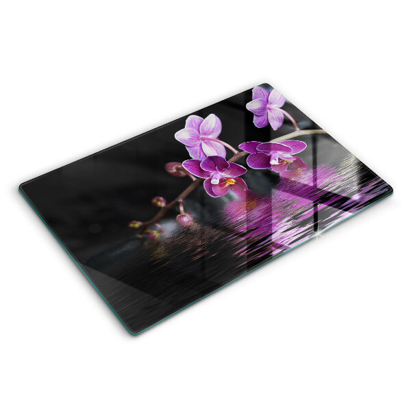Üveg vágódeszka fényképpel 80x52 cm Orchidea víz zen
