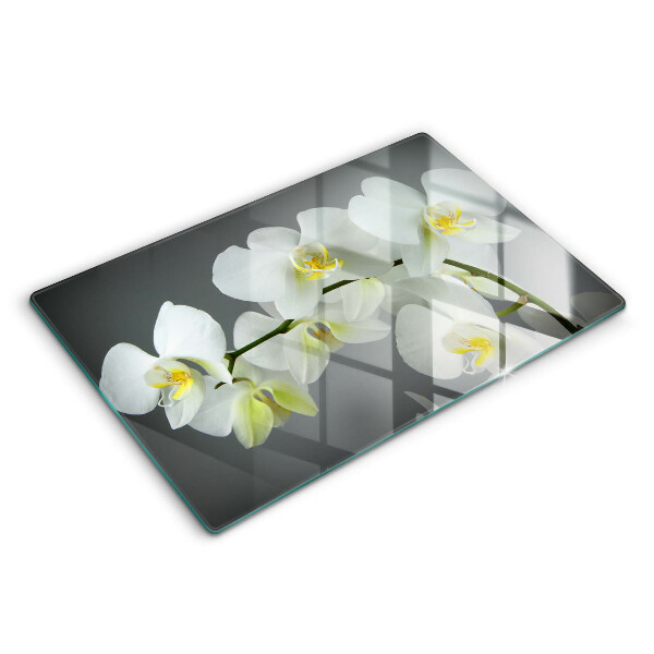Üveg vágódeszka fényképpel 80x52 cm Virágok fehér orchidea