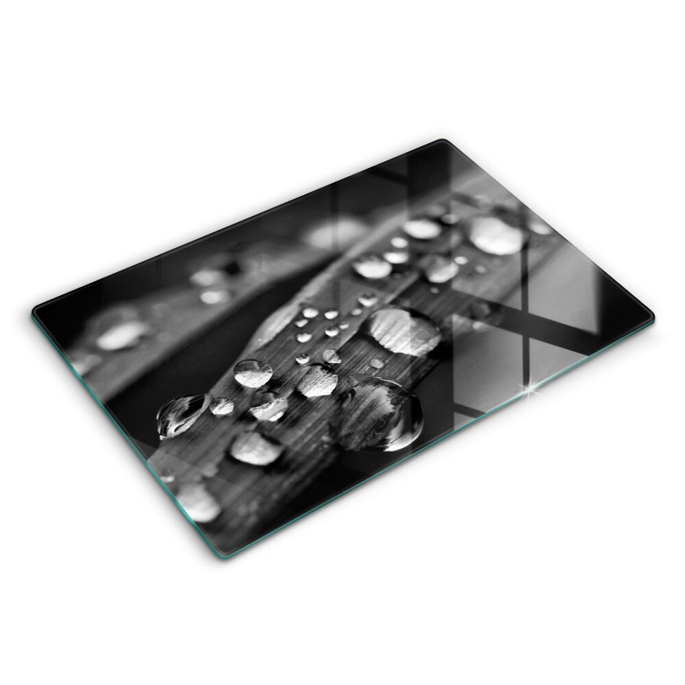 Üveg vágódeszka fényképpel 80x52 cm Harmatcseppek a leveleken