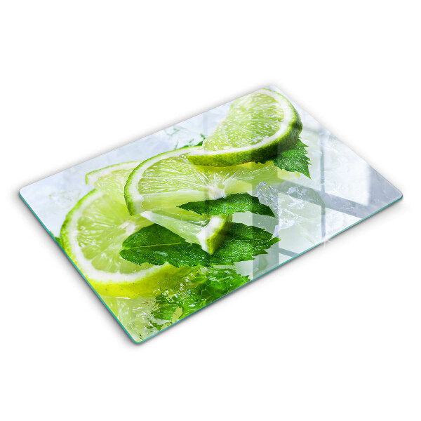 Üveg vágódeszka fényképpel 80x52 cm Lime menta és jég