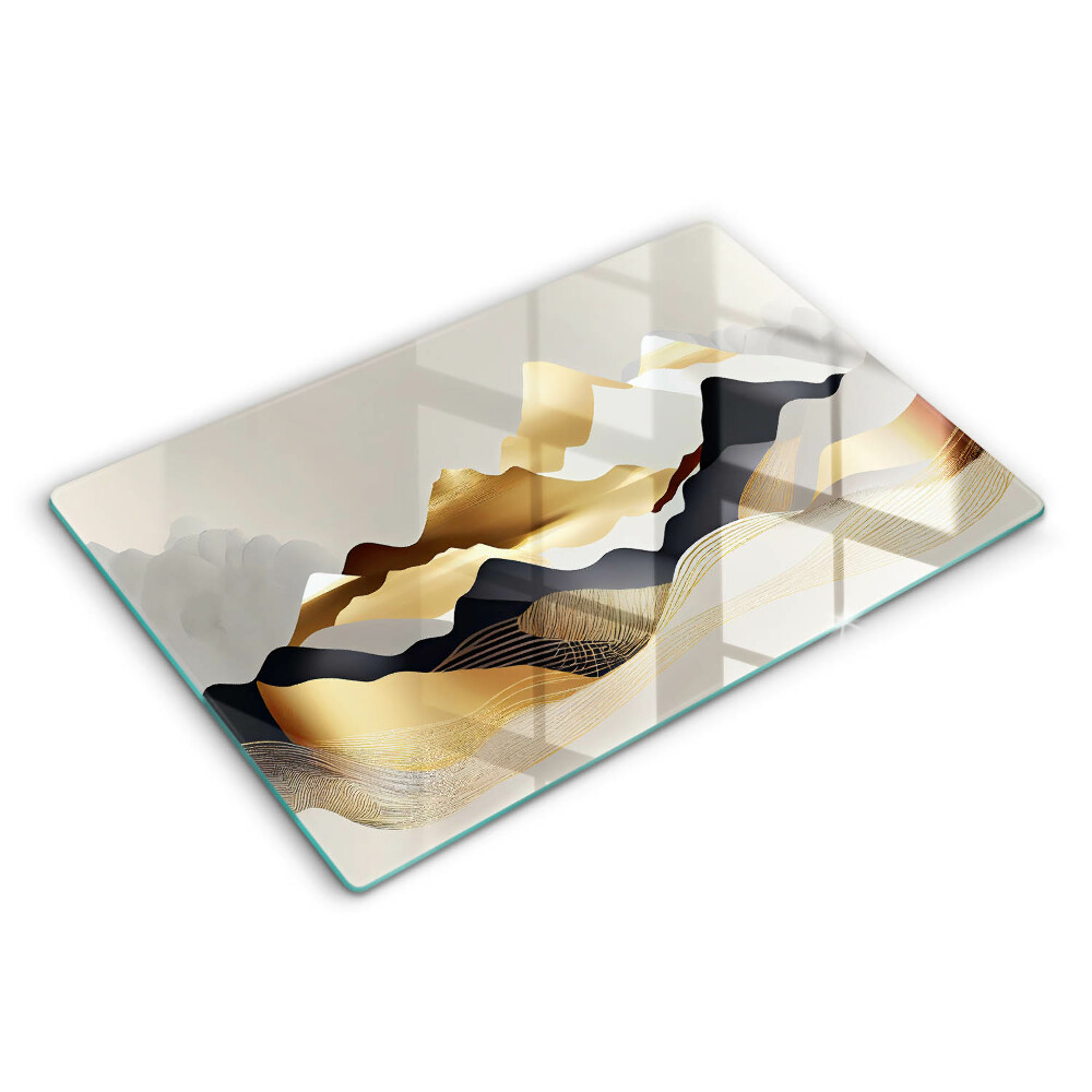 Üveg vágódeszka fényképpel 80x52 cm Absztrakt arany hegyek