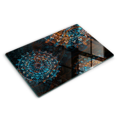 Üveg vágódeszka fényképpel 80x52 cm Boho vintage körök