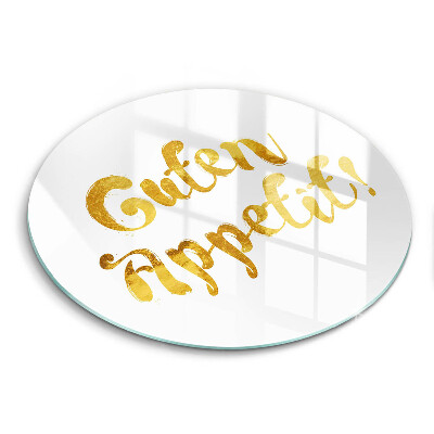 Edzett üveg vágódeszka kerek Felirat Guten Appetit!