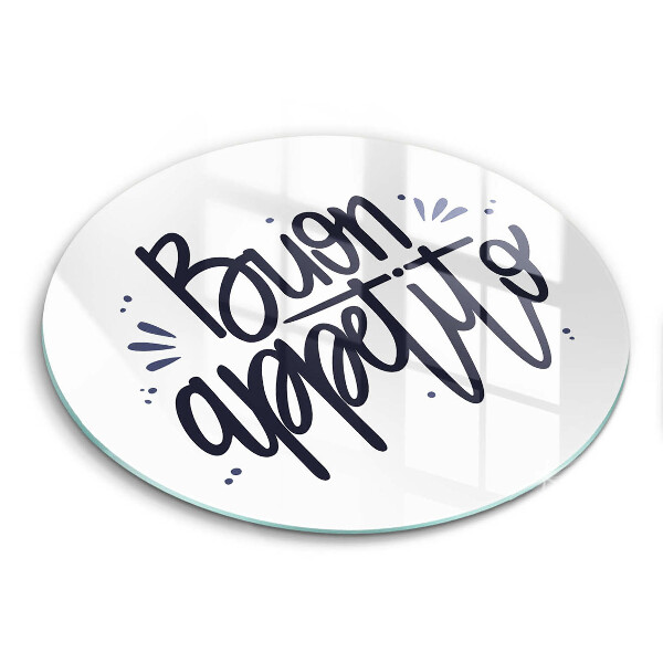 Üveg vágódeszka fényképpel kerek Buon Appetito felirat