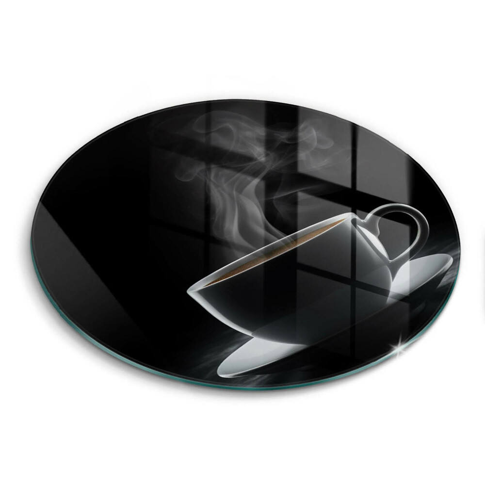 Üveg vágódeszka fényképpel kerek Forró csésze kávé