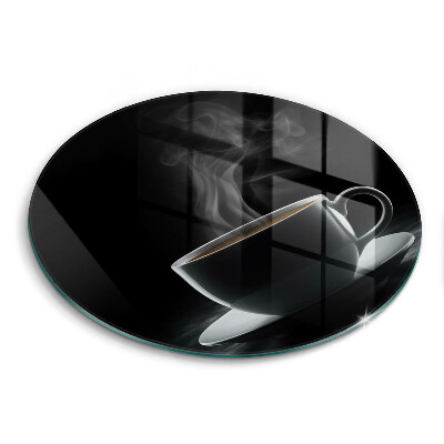 Üveg vágódeszka fényképpel kerek Forró csésze kávé