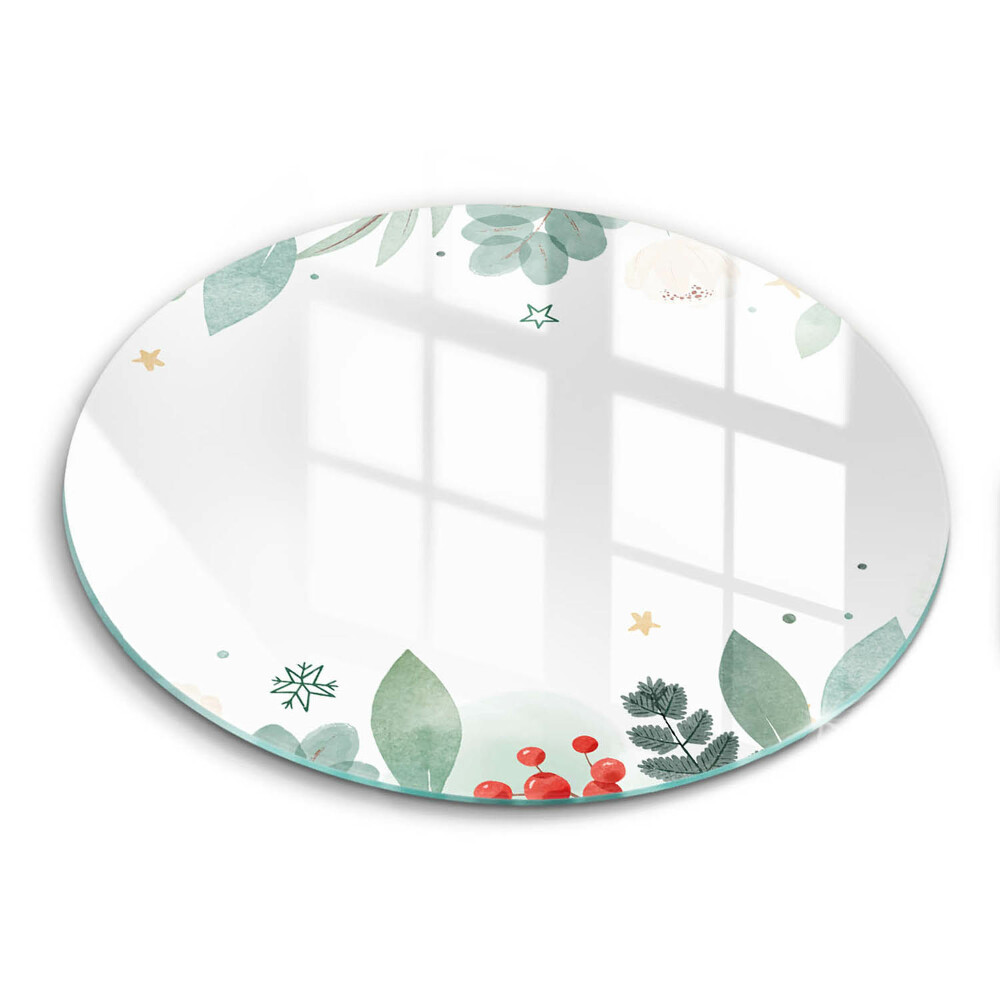 Üveg vágódeszka kerek Akvarell levelek