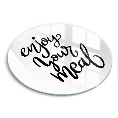 Üveg vágódeszka kerek Felirat Jó étvágyat az ételhez