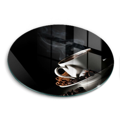 Üveg vágódeszka kerek Csésze forró kávé