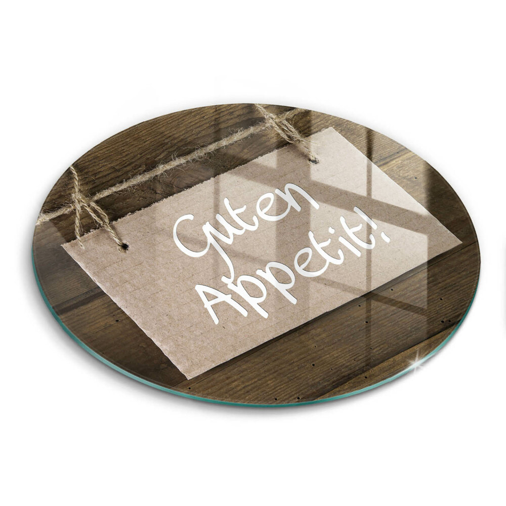 Edzett üveg vágódeszka kerek Tábla felirat Guten Apetit