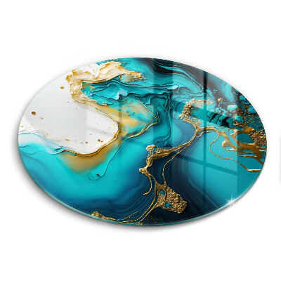 Üveg vágódeszka kerek Türkiz absztrakció