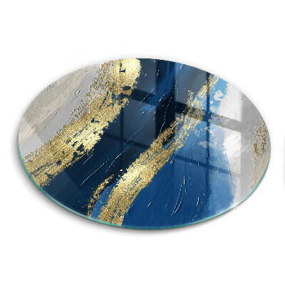 Edzett üveg vágódeszka kerek Textúra arannyal