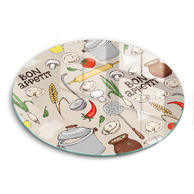 Edzett üveg vágódeszka kerek Illusztráció egy konyháról