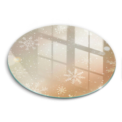 Üveg vágódeszka fényképpel kerek Hópelyhek