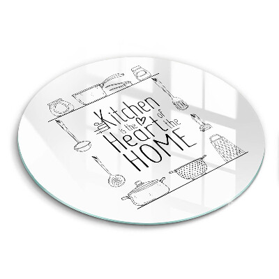 Edzett üveg vágódeszka kerek Felirat, mondat