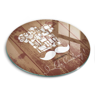 Üveg vágódeszka fényképpel kerek Felirat Szeretek főzni