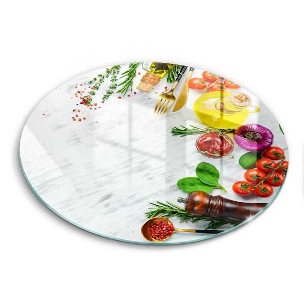 Üveg vágódeszka kerek Zöldségek és fűszerek