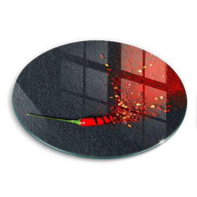 Üveg vágódeszka kerek Chili paprika