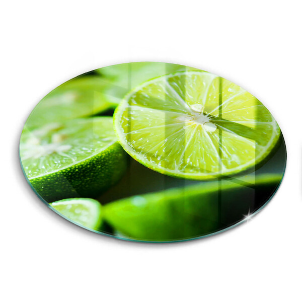 Üveg vágódeszka fényképpel kerek Citrusos lime