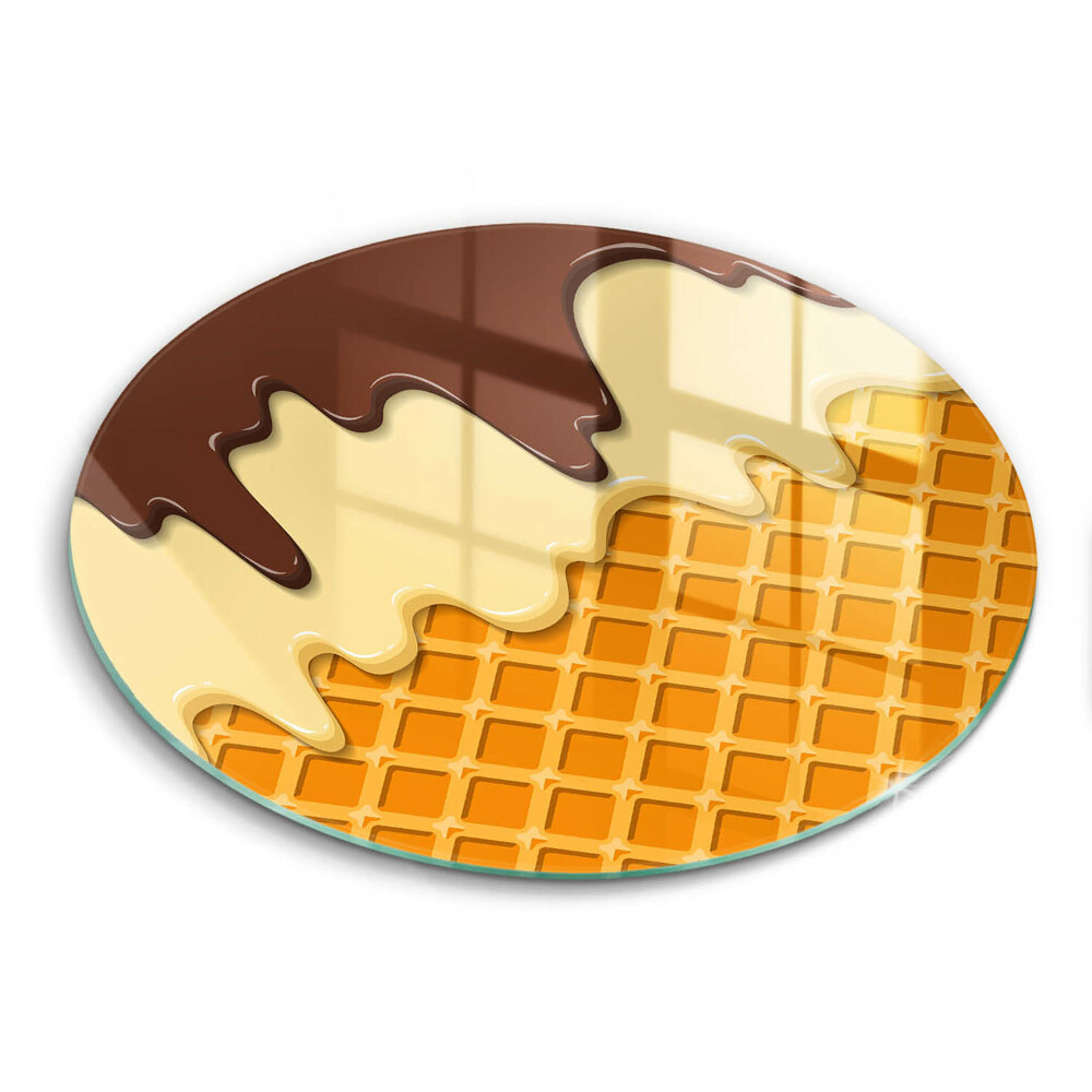 Edzett üveg vágódeszka kerek Illusztráció jégkrémtölcsér