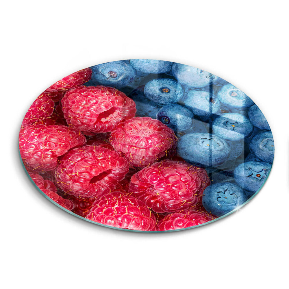 Üveg vágódeszka fényképpel kerek Málna és áfonya gyümölcs