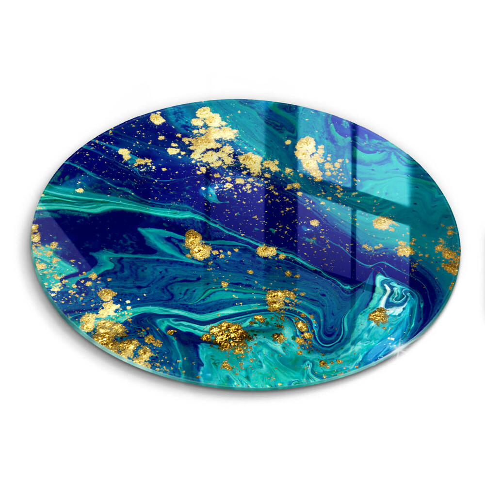 Edzett üveg vágódeszka kerek Absztrakt arany