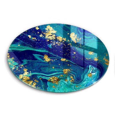 Edzett üveg vágódeszka kerek Absztrakt arany