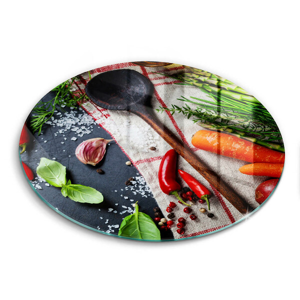 Üveg vágódeszka fényképpel kerek Konyhai ételek