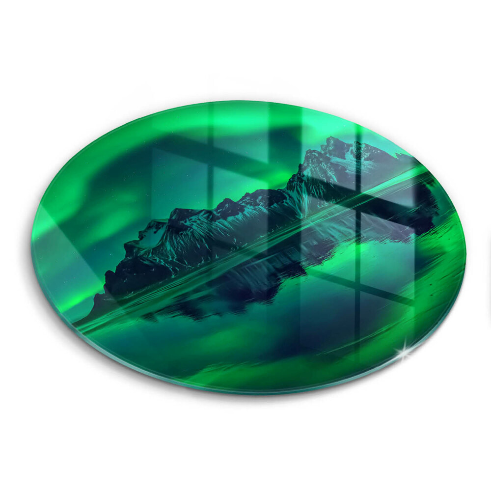Üveg vágódeszka kerek Aurora borealis táj