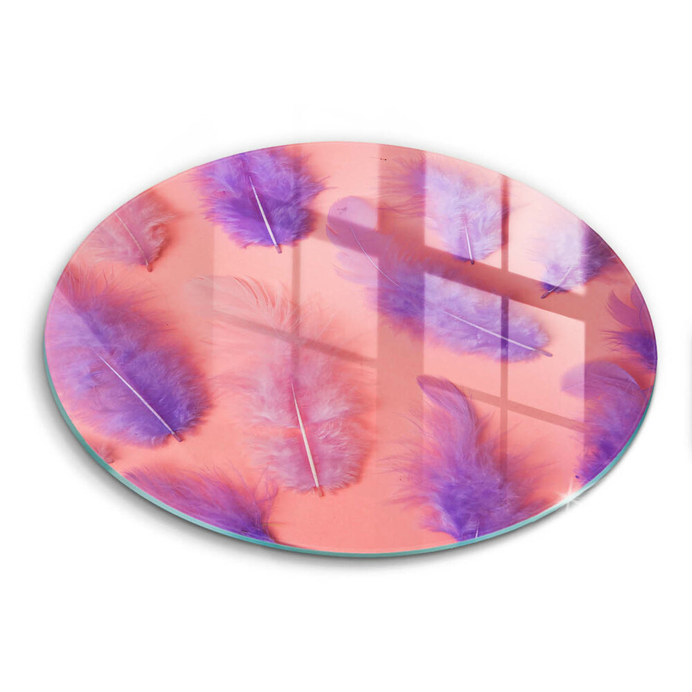 Üveg vágódeszka fényképpel kerek Puffos tollak