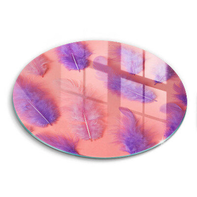 Üveg vágódeszka fényképpel kerek Puffos tollak