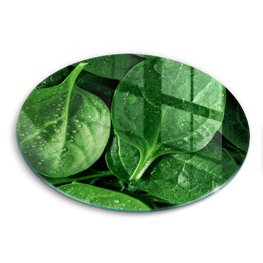 Üveg vágódeszka fényképpel kerek Bazsalikom levelek