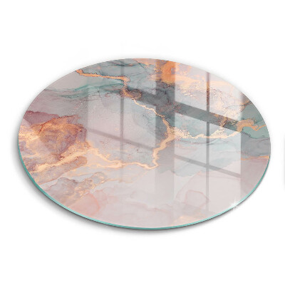 Üveg vágódeszka kerek Márvány arannyal