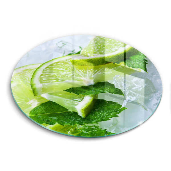 Edzett üveg vágódeszka kerek Lime menta és jég