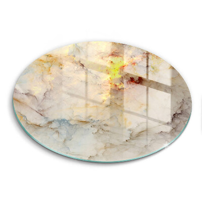 Edzett üveg vágódeszka kerek Texturált márvány arannyal