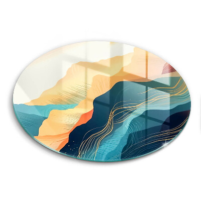 Edzett üveg vágódeszka kerek Absztrakt hegyi táj
