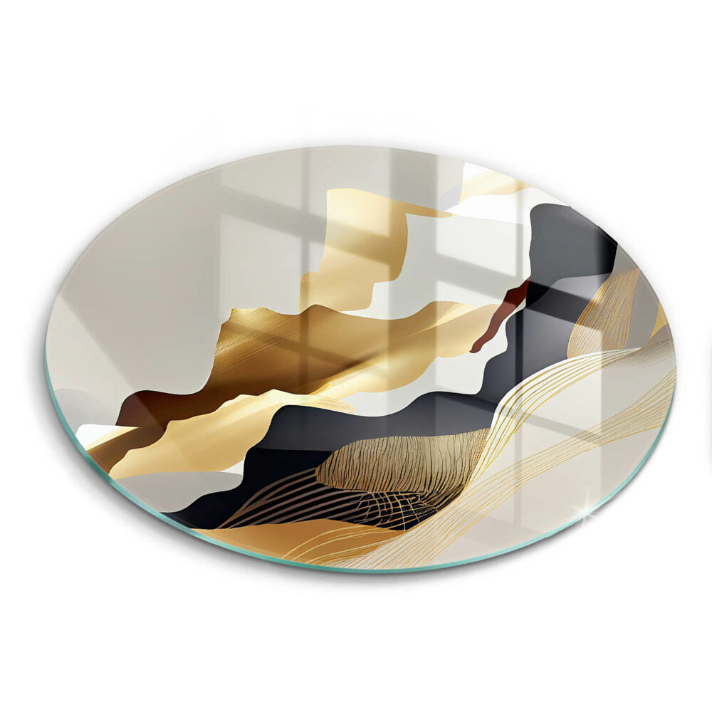 Üveg vágódeszka fényképpel kerek Absztrakt arany hegyek