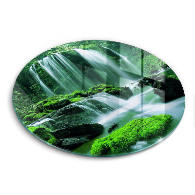 Edzett üveg vágódeszka kerek Vad vízesés a dzsungelben