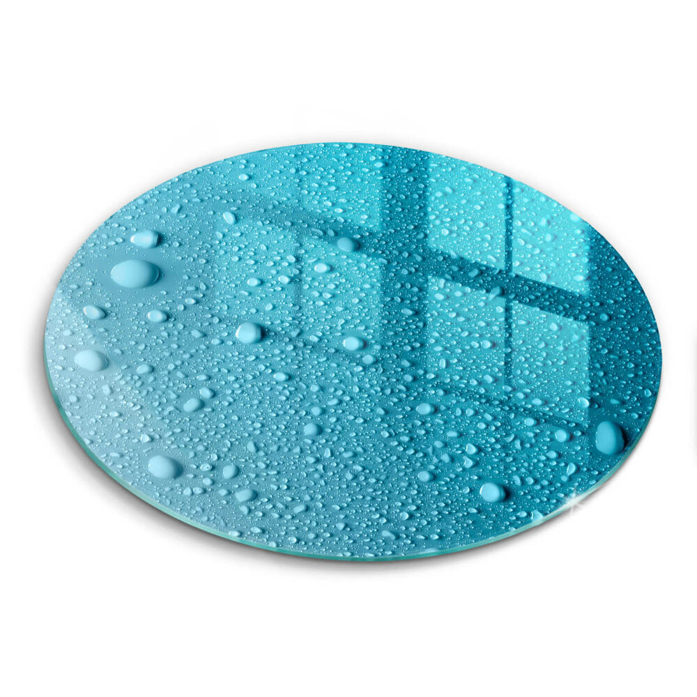 Edzett üveg vágódeszka kerek Vízcseppek