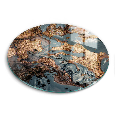 Üveg vágódeszka kerek Dekoratív szikla arannyal