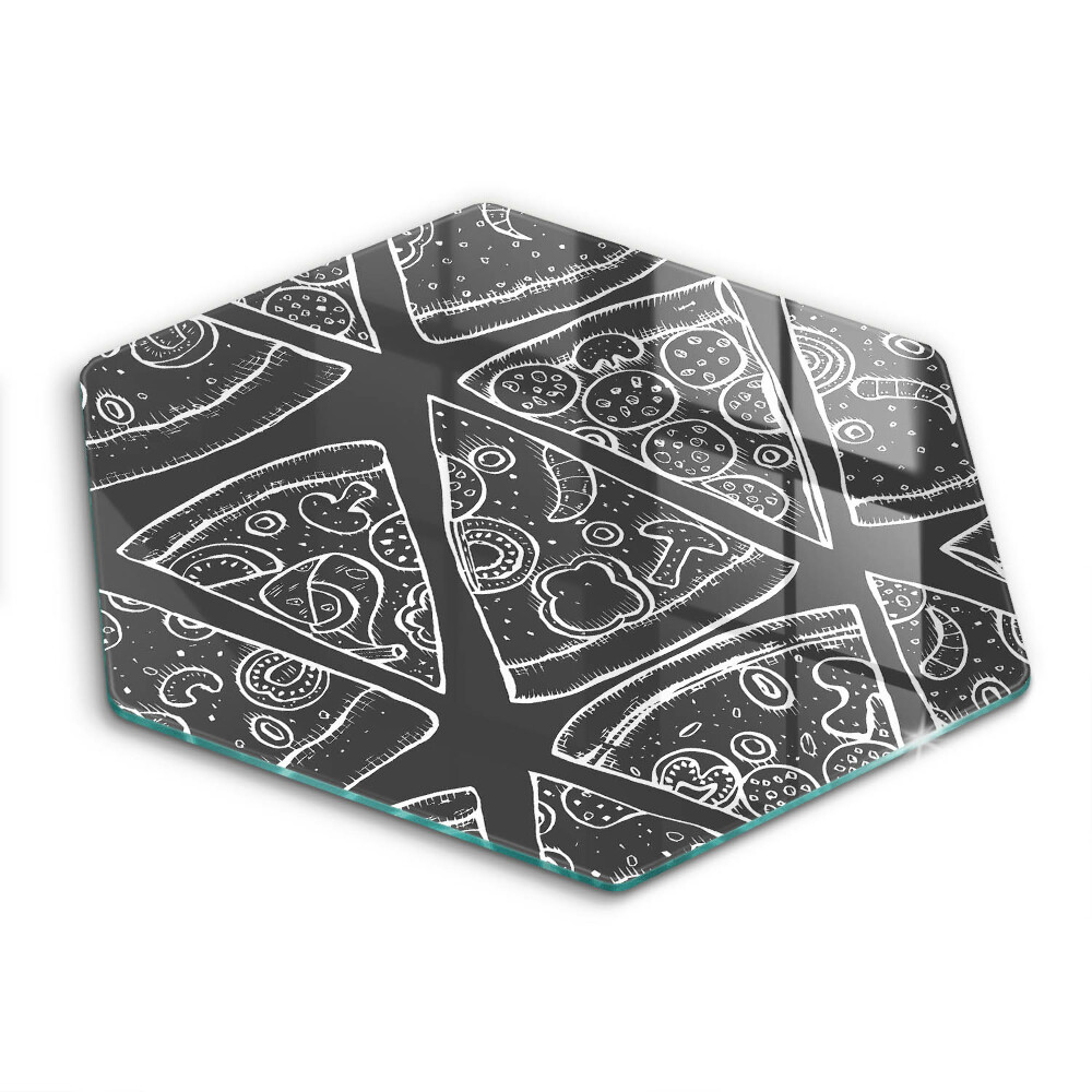 Üveg vágódeszka hatszögletű Egy pizza illusztrációja