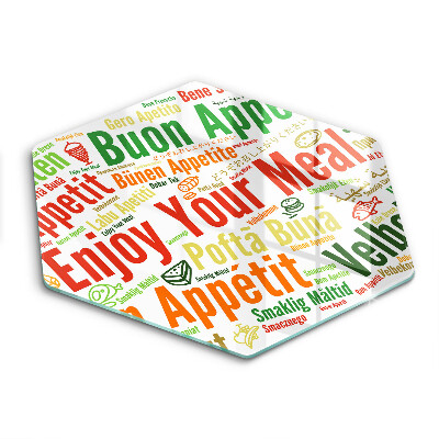 Üveg vágódeszka hatszögletű Tasty Tongues felirat