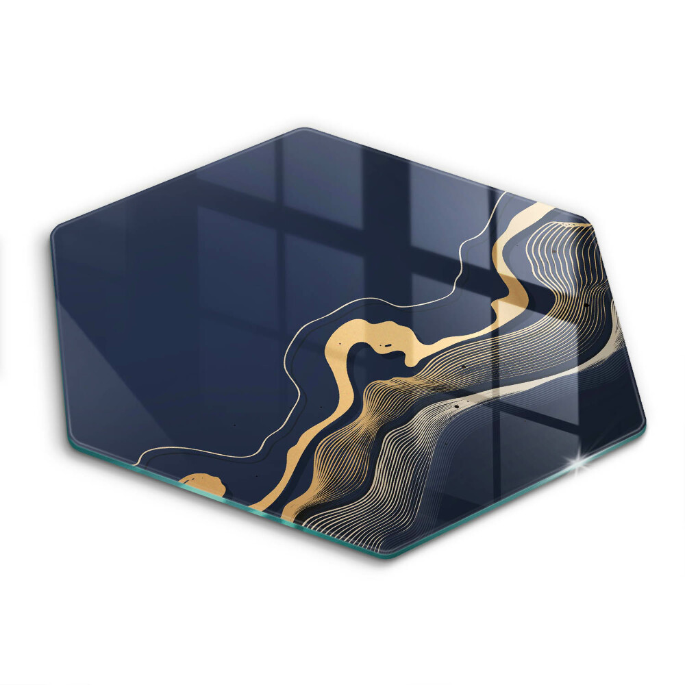 Edzett üveg vágódeszka hatszögletű Absztrakt arany vonalak