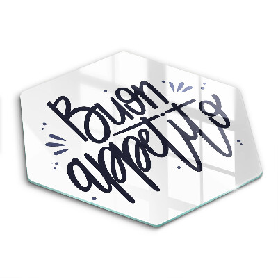 Edzett üveg vágódeszka hatszögletű Buon Appetito felirat