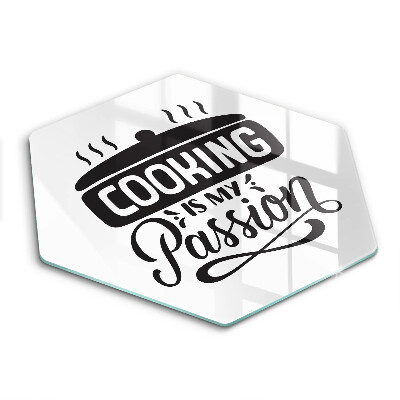 Üveg vágódeszka fényképpel hatszögletű A főzés a szenvedélyem