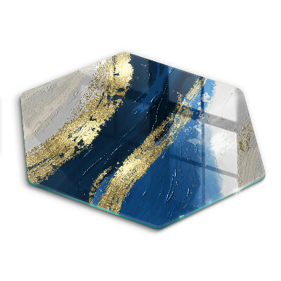 Üveg vágódeszka fényképpel hatszögletű Textúra arannyal